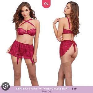Demi Bra & Panty with Removable Skirt